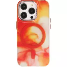 iPhone 14 Pro Case Hülle - Watercolor MagSafe semi-transparent - Orange
