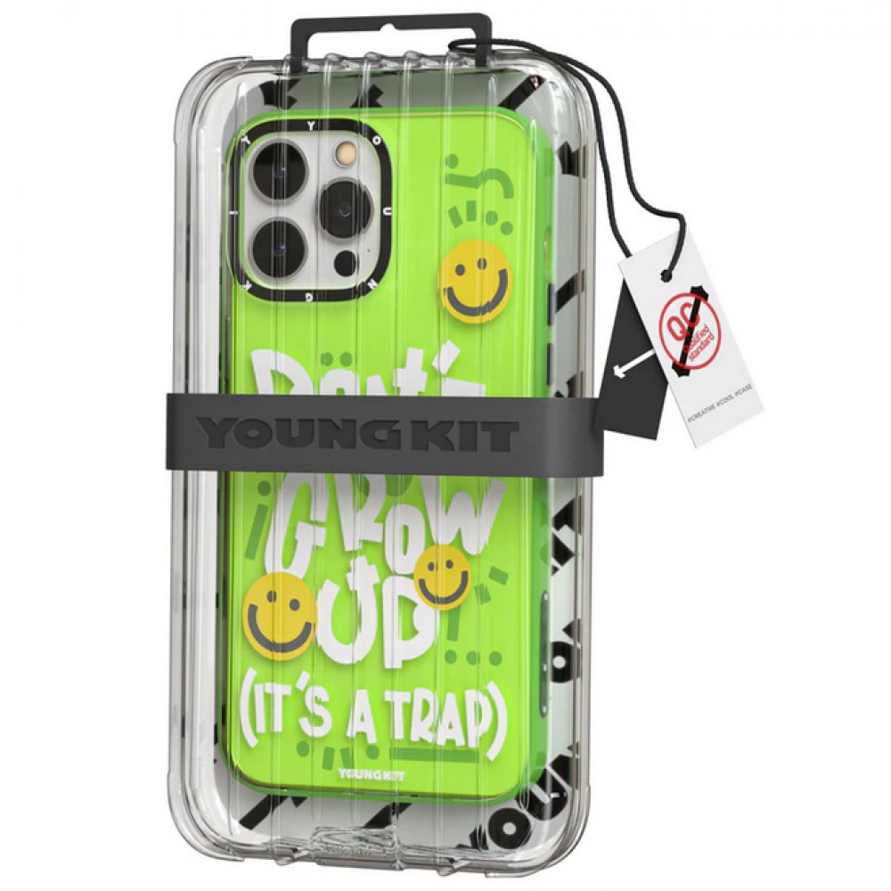 iPhone 14 Pro Max Case H&uuml;lle - Youngkit Happy Mood Glossy Case Stay Cozy - Blau