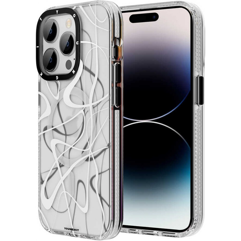 Coque iPhone 14 Pro Max - Youngkit Ink Series semi-transparent MagSafe - Blanc