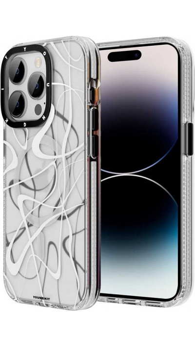 Coque iPhone 14 Pro Max - Youngkit Ink Series semi-transparent MagSafe - Blanc