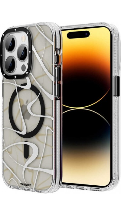 Coque iPhone 14 Pro Max - Youngkit Ink Series semi-transparent MagSafe - Noir