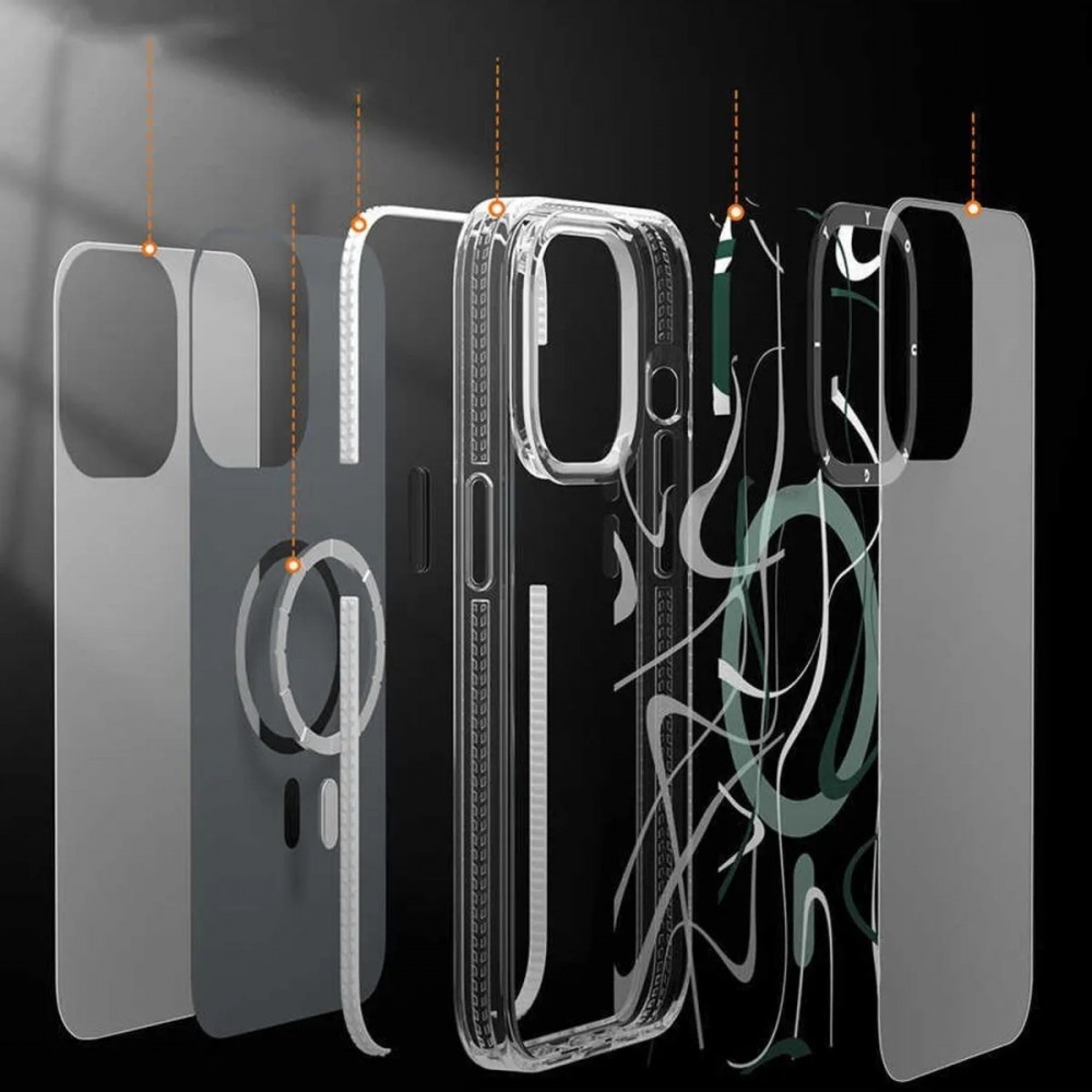Coque iPhone 14 Pro Max - Youngkit Ink Series semi-transparent MagSafe - Noir