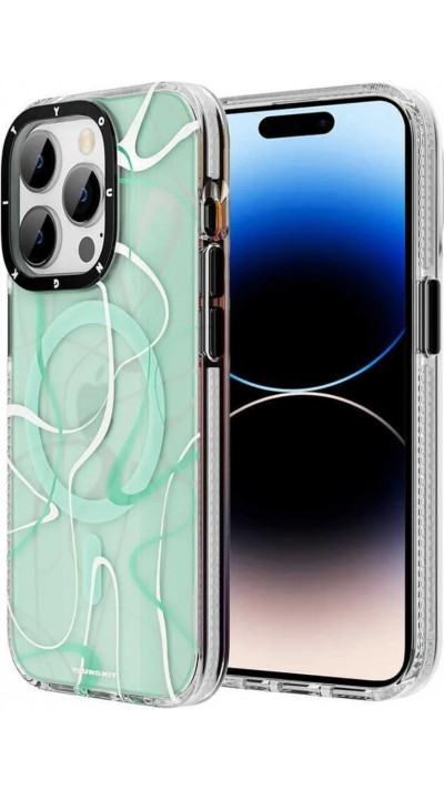 Coque iPhone 14 Pro Max - Youngkit Ink Series semi-transparent MagSafe - Vert