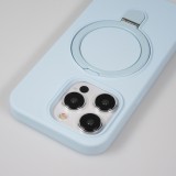 Coque iPhone 15 Pro - Silicone mat MagSafe avec anneau de support - Bleu clair