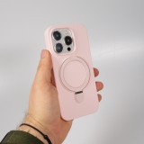 Coque iPhone 15 Pro Max - Silicone mat MagSafe avec anneau de support - Rose