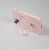 Coque iPhone 15 Pro Max - Silicone mat MagSafe avec anneau de support - Rose