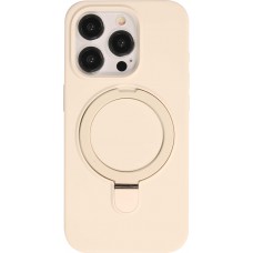 Coque iPhone 15 Pro Max - Silicone mat MagSafe avec anneau de support - Vanille