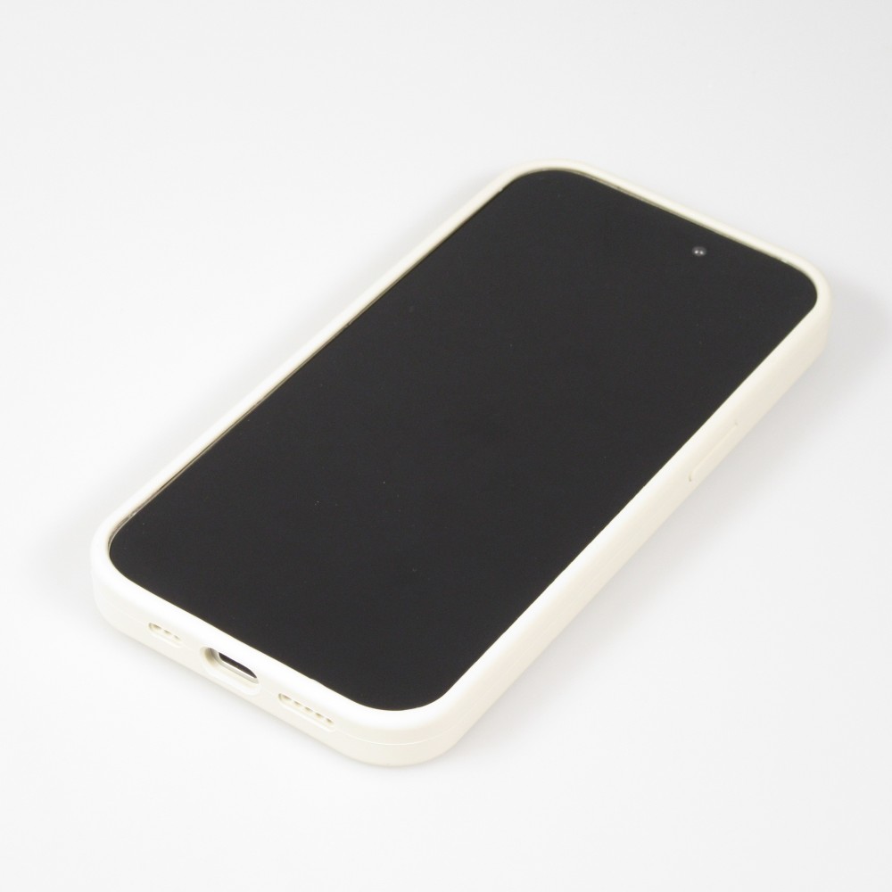 Coque iPhone 15 Pro Max - Silicone mat MagSafe avec anneau de support - Vanille