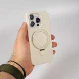 Coque iPhone 15 Pro Max - Silicone mat MagSafe avec anneau de support - Vanille
