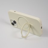 Coque iPhone 15 Pro Max - Silicone mat MagSafe avec anneau de support - Vanille