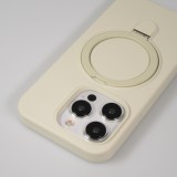 Coque iPhone 15 Pro Max - Silicone mat MagSafe avec anneau de support - Vanille