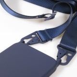 Coque iPhone 14 Pro - Silicone mat avec lanière et mousqueton en fer - Midnight Blue