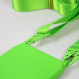 Coque iPhone 14 Pro - Silicone mat avec lanière et mousqueton en fer - Vert