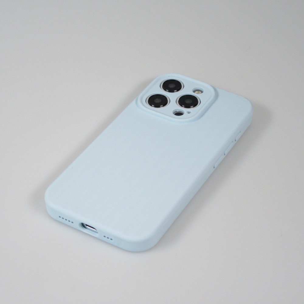 iPhone 15 Pro Case Hülle - Mattes Soft-Touch-Silikon mit Relieflinien - Hellblau