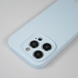 iPhone 15 Pro Case Hülle - Mattes Soft-Touch-Silikon mit Relieflinien - Hellblau