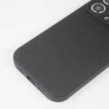 Coque iPhone 15 Pro Max - Silicone mat soft touch avec lignes en relief  - Noir