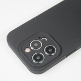 Coque iPhone 15 Pro Max - Silicone mat soft touch avec lignes en relief  - Noir