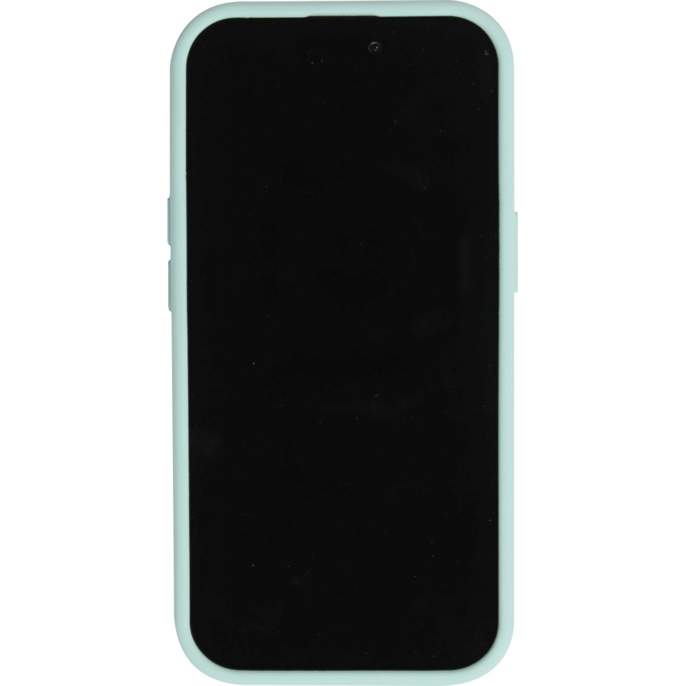 Coque iPhone 15 Pro Max - Silicone mat soft touch avec lignes en relief  - Turquoise