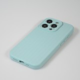 Coque iPhone 15 Pro Max - Silicone mat soft touch avec lignes en relief  - Turquoise