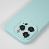 Coque iPhone 15 Pro Max - Silicone mat soft touch avec lignes en relief  - Turquoise