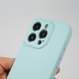 Coque iPhone 15 Pro Max - Silicone mat soft touch avec lignes en relief  - Turquoise