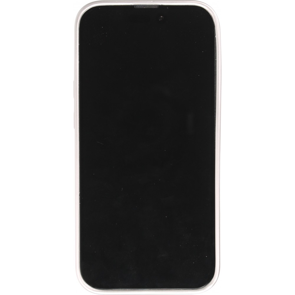 Coque iPhone 14 Pro Max - Silicone rigide look fibre de carbone + protection caméra - Argent