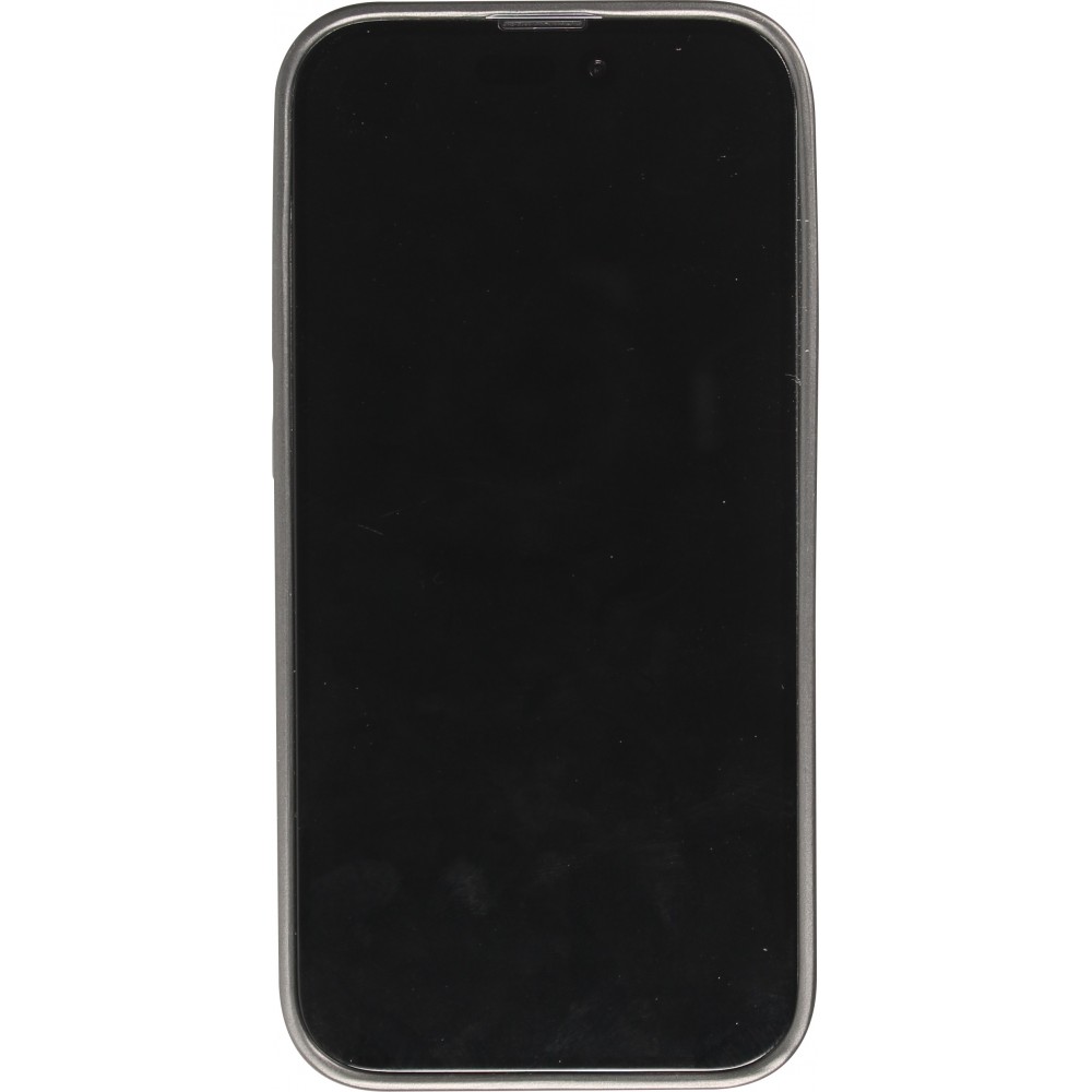 Coque iPhone 14 Pro Max - Silicone rigide look fibre de carbone + protection caméra - Gris