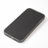 Coque iPhone 14 Pro Max - Silicone rigide look fibre de carbone + protection caméra - Gris