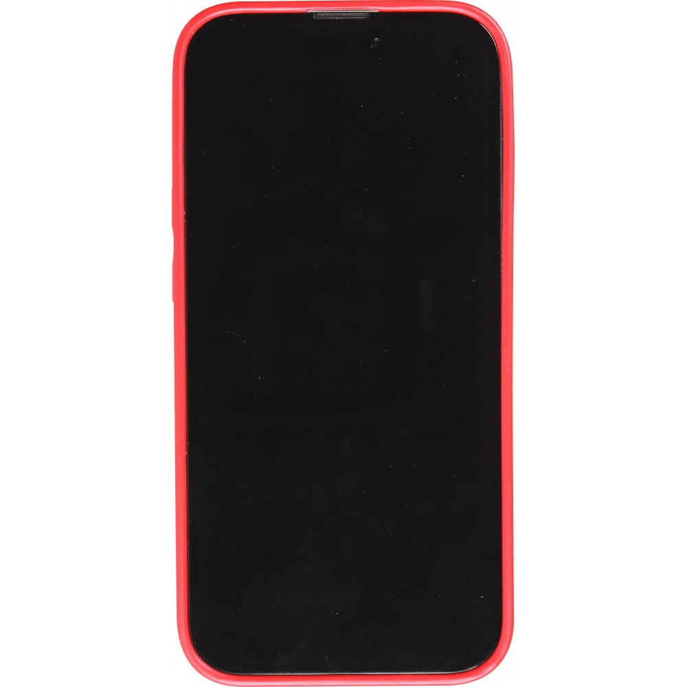 Coque iPhone 14 Pro Max - Silicone rigide look fibre de carbone + protection caméra - Rouge