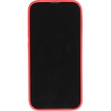 Coque iPhone 14 Pro Max - Silicone rigide look fibre de carbone + protection caméra - Rouge