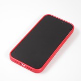 Coque iPhone 14 Pro Max - Silicone rigide look fibre de carbone + protection caméra - Rouge