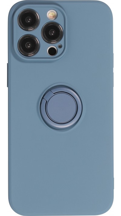 Coque iPhone 14 Pro - Soft Touch avec anneau - Bleu