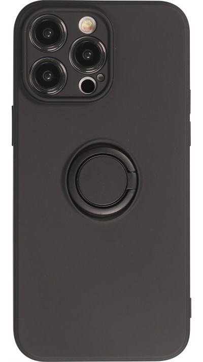 Coque iPhone 14 Pro Max - Soft Touch avec anneau - Noir