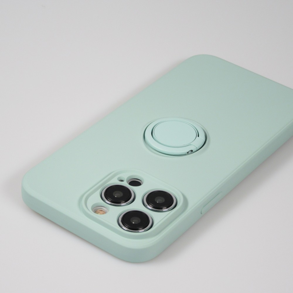 Coque iPhone 14 Pro Max - Soft Touch avec anneau - Turquoise