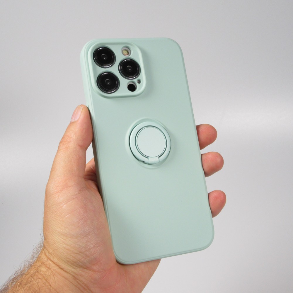 Coque iPhone 14 Pro Max - Soft Touch avec anneau - Turquoise