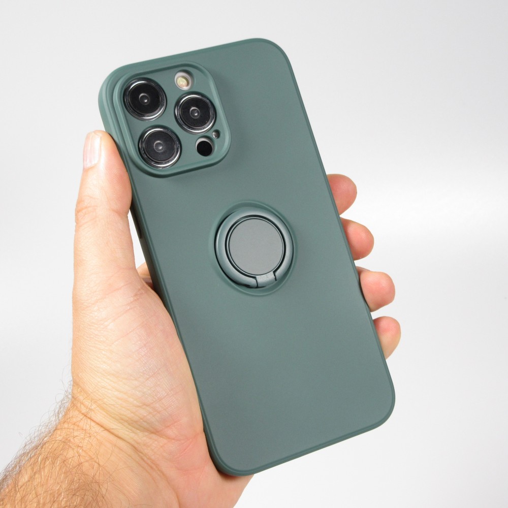 iPhone 14 Pro Max Case Hülle - Soft Touch mit Ring - Dunkelgrün