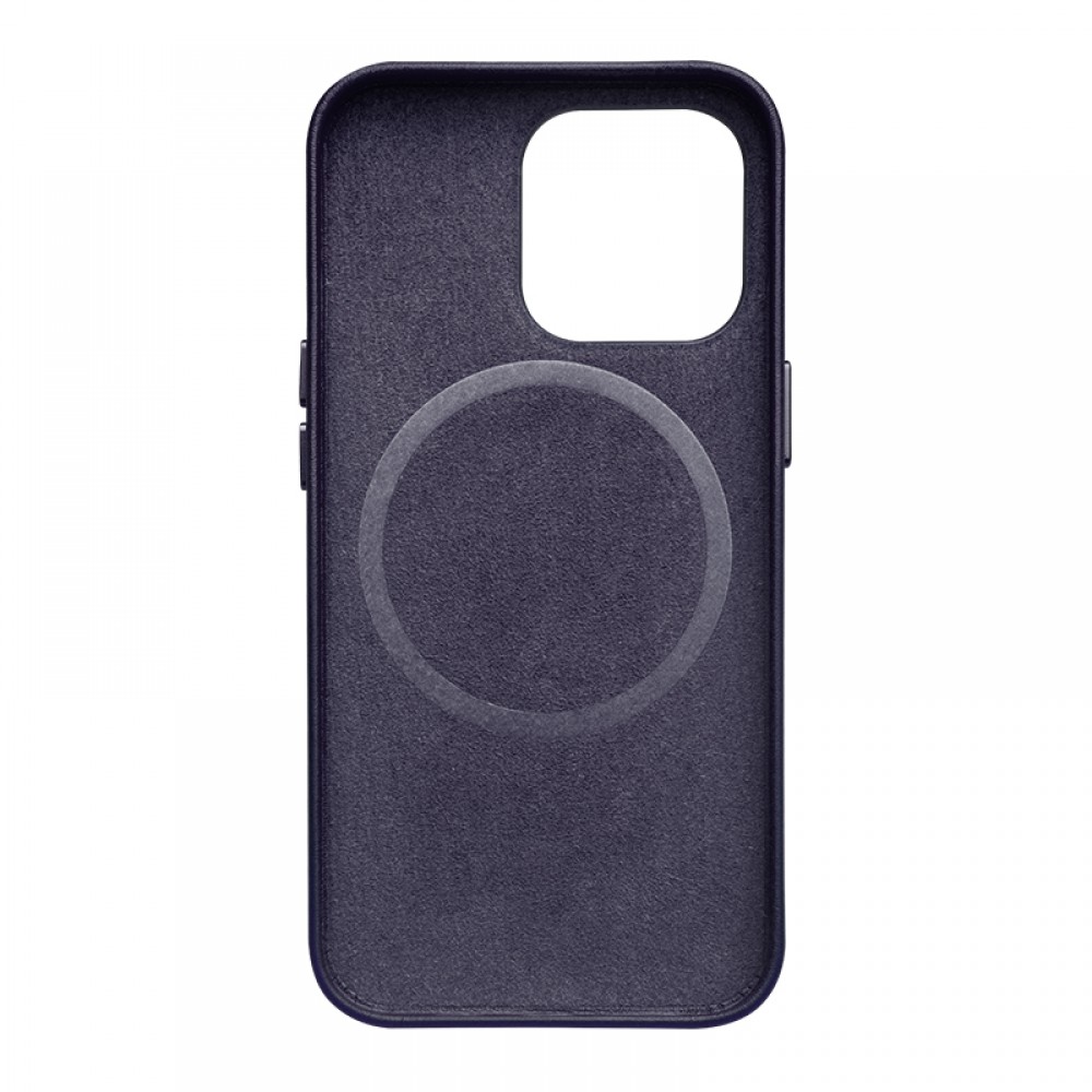 Coque iPhone 14 Plus - Qialino cuir véritable (compatible MagSafe) - Bleu foncé