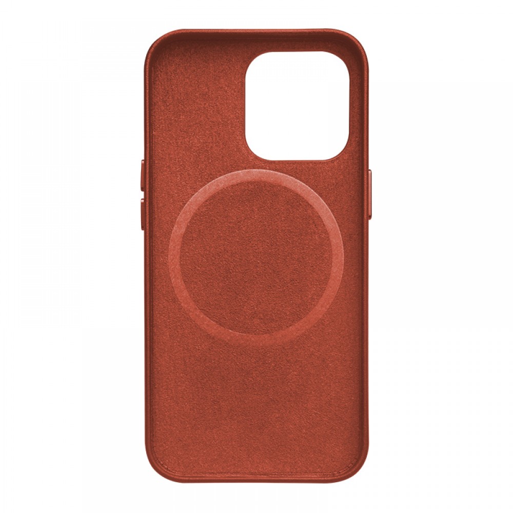 Coque iPhone 14 - Qialino cuir véritable (compatible MagSafe) - Brun