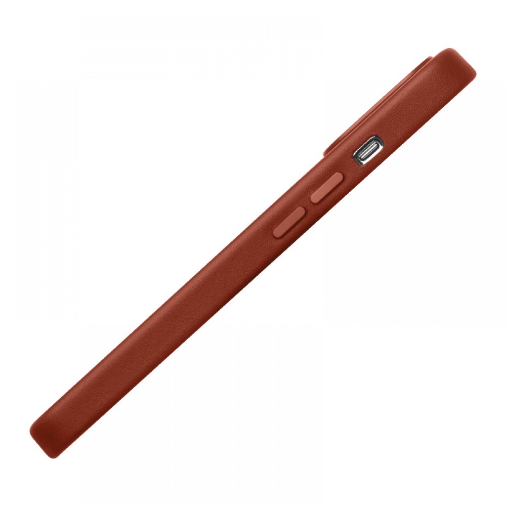 Coque iPhone 14 - Qialino cuir véritable (compatible MagSafe) - Brun