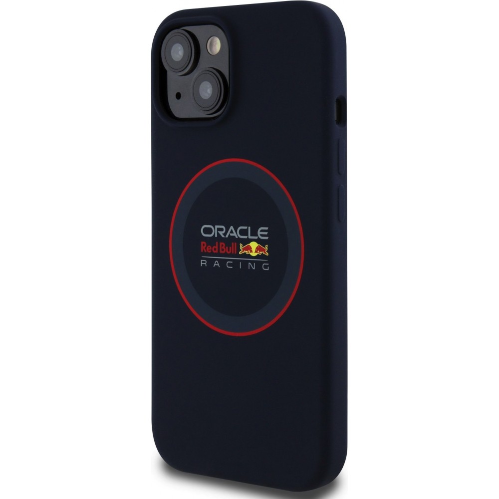 Coque iPhone 14 - Red Bull Racing MagSafe en silicone avec anneau rouge - Marine
