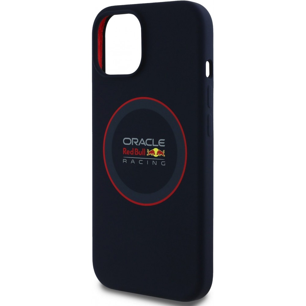 Coque iPhone 14 - Red Bull Racing MagSafe en silicone avec anneau rouge - Marine