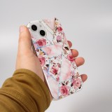 Coque iPhone 14 - Silicone Gel stripes géométriques beautiful roses - Rose