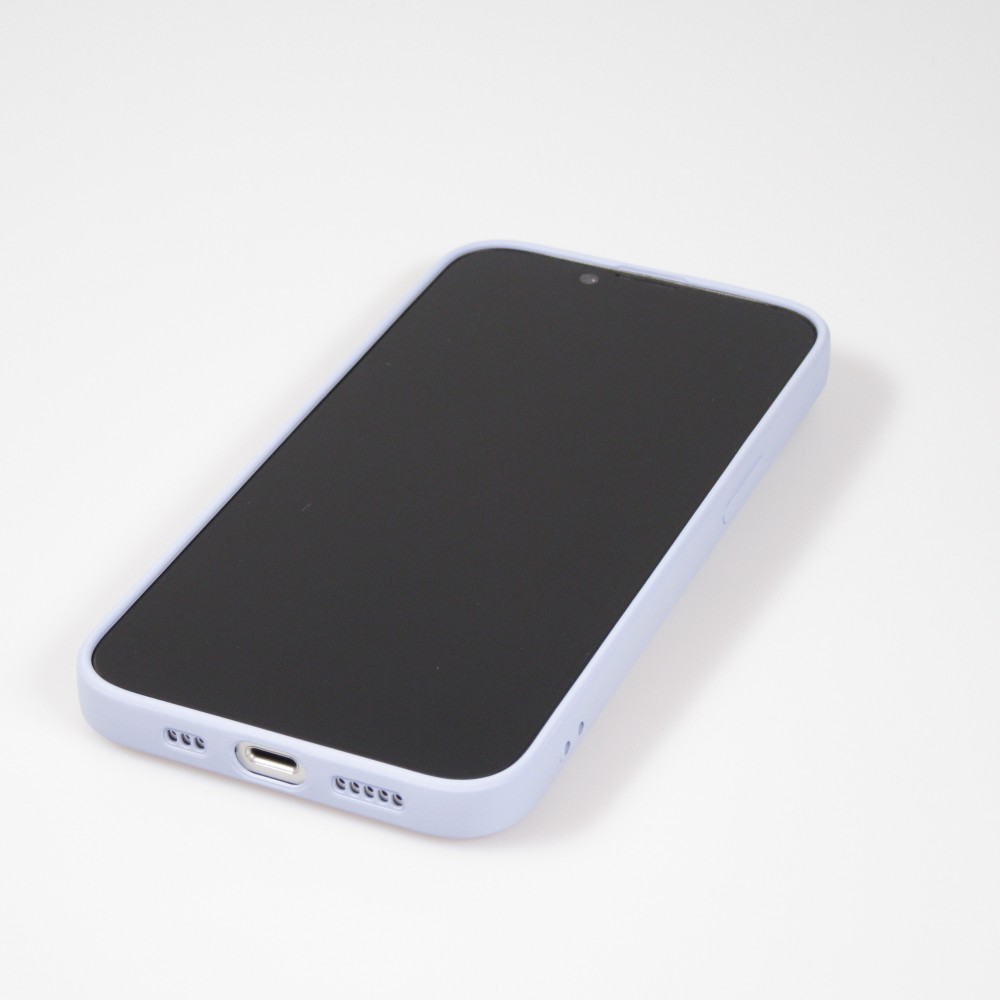 Coque iPhone 14 Plus - Silicone lisse avec compartiment pour carte & protection caméra - Violet clair