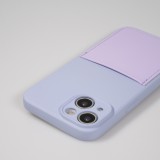 Coque iPhone 14 Plus - Silicone lisse avec compartiment pour carte & protection caméra - Violet clair