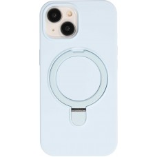 Coque iPhone 15 - Silicone mat MagSafe avec anneau de support - Bleu clair