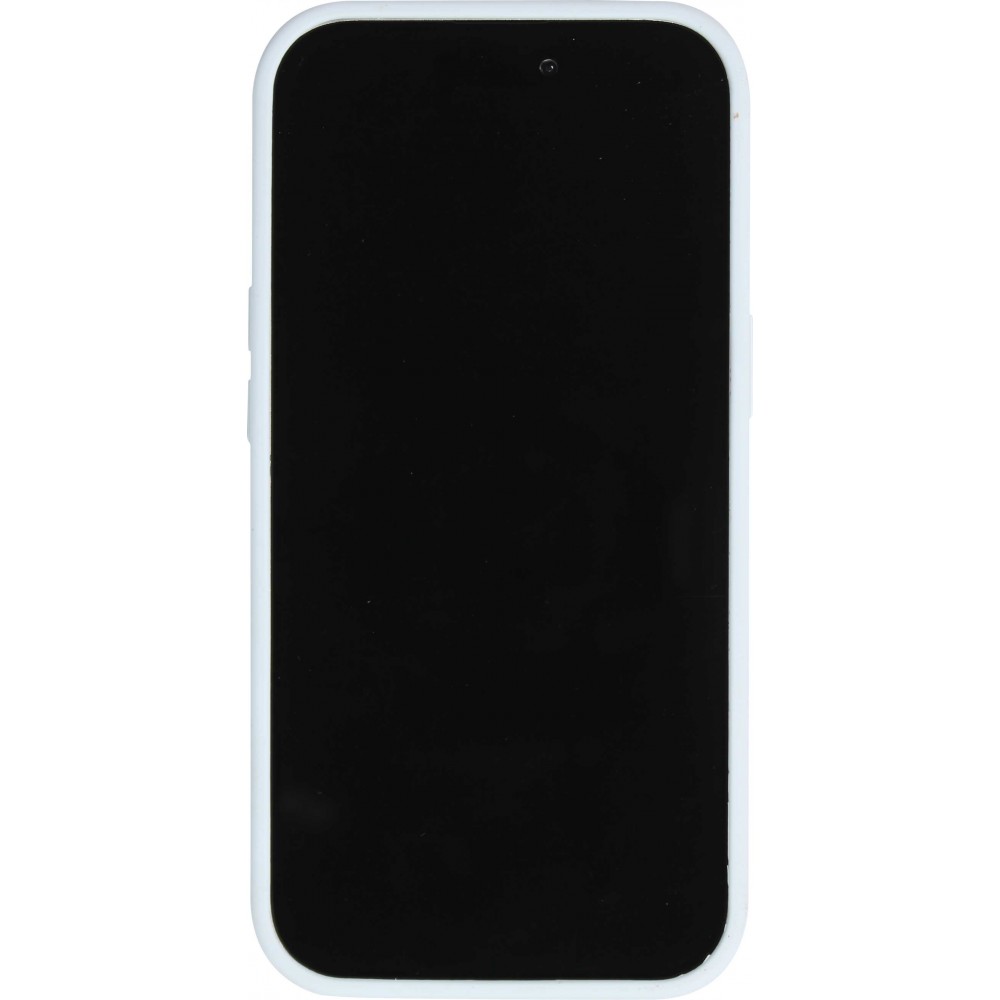 Coque iPhone 15 - Silicone mat MagSafe avec anneau de support - Bleu clair