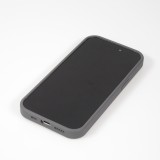 Coque iPhone 15 - Silicone mat MagSafe avec anneau de support - Gris