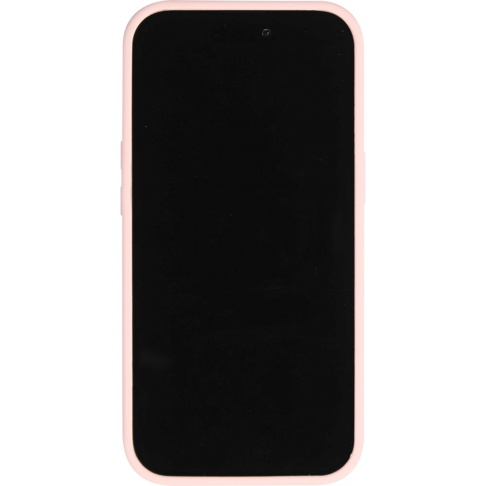 Coque iPhone 15 - Silicone mat MagSafe avec anneau de support - Rose