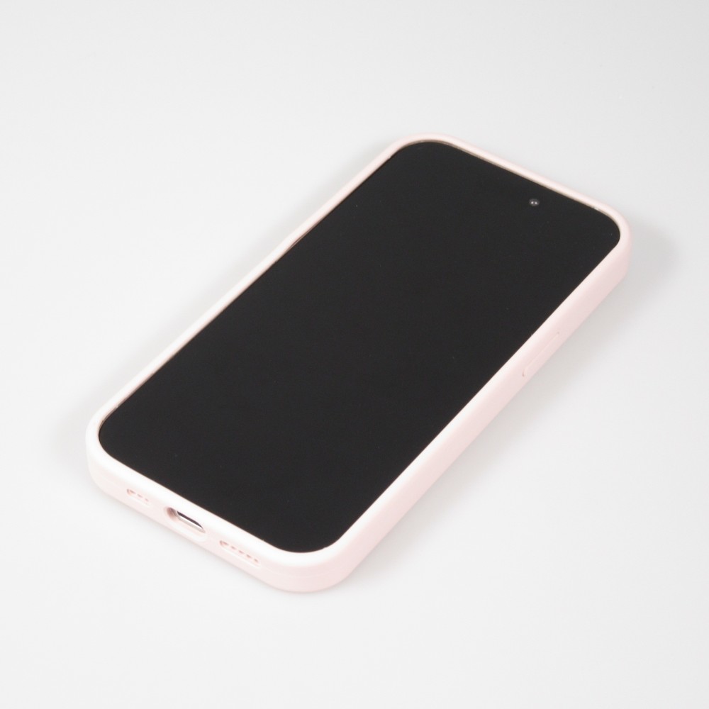 Coque iPhone 15 - Silicone mat MagSafe avec anneau de support - Rose