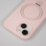 Coque iPhone 15 - Silicone mat MagSafe avec anneau de support - Rose